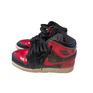 Nike Air Jordan 1 Retro High OG Patent Bred Black Red 575441-063 Youth Shoes 5Y